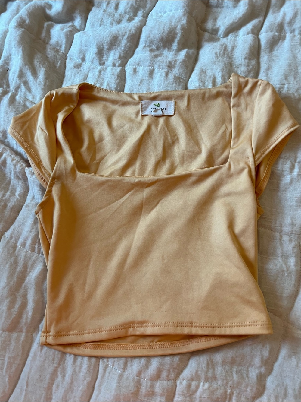Square Neck Peach Crop Top